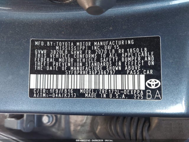 Toyota Corolla Le Plus 2016 5YFBPRHEXGP366797 Image 9