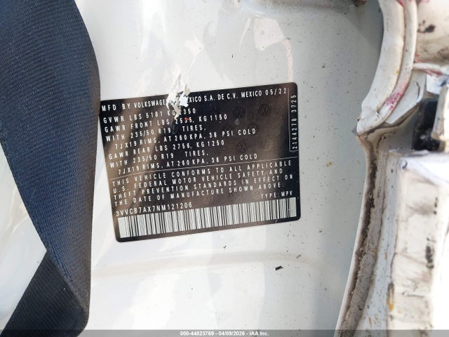 Aukcja sprzedaży 2022 Volkswagen Tiguan 2.0t Se R-line Black, vin: 3VVCB7AX7NM121206, numer aukcji: 44823769