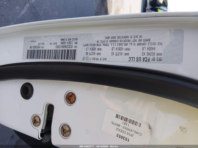 Aukcja sprzedaży 2016 Dodge Challenger Sxt, vin: 2C3CDZAG0GH153053, numer aukcji: 44823771