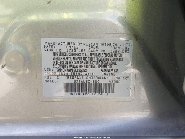 3N1CN7AP8EL835053 Nissan Versa 1.6 Sv