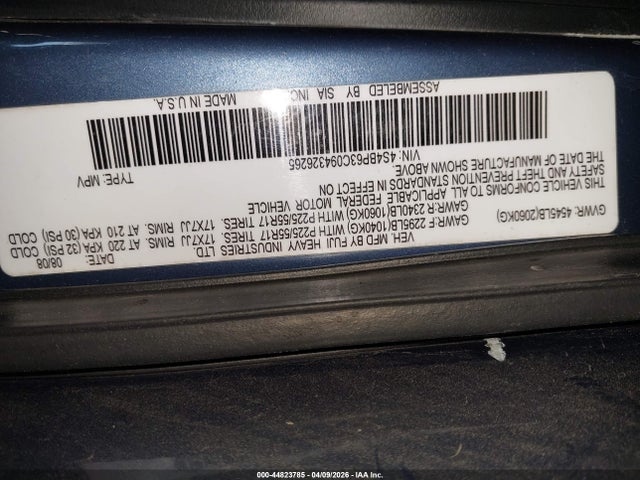 Aukcja sprzedaży 2009 Subaru Outback 2.5xt Limited, vin: 4S4BP63C094326265, numer aukcji: 44823785