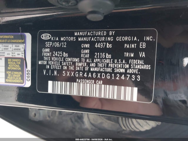 Продаж на аукціоні авто 2013 Kia Optima Sx, vin: 5XXGR4A6XDG124733, номер лоту: 44823786