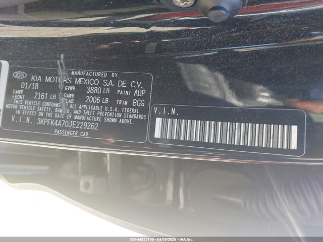 Aukcja sprzedaży 2018 Kia Forte Lx, vin: 3KPFK4A70JE229262, numer aukcji: 44823799