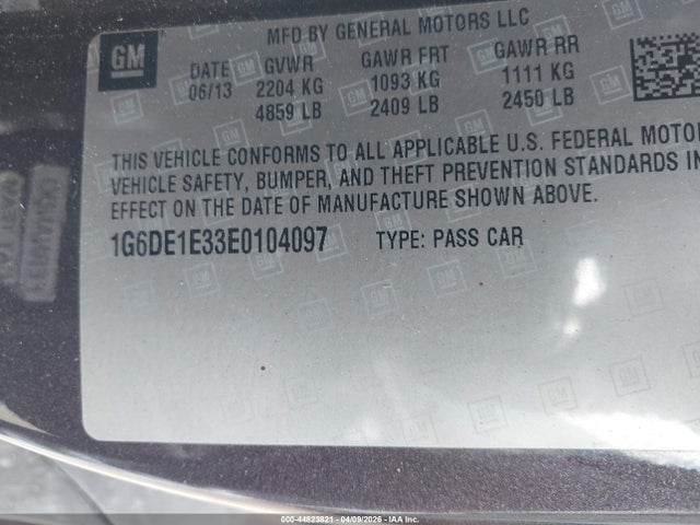 2014 Cadillac Cts Standard მანქანა იყიდება აუქციონზე, vin: 1G6DE1E33E0104097, აუქციონის ნომერი: 44823821