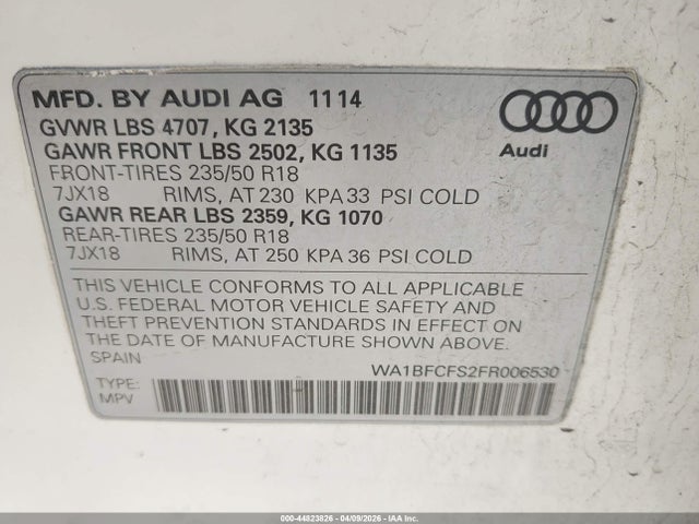 2015 AUDI Q3 WA1BFCFS2FR006530 Photo 8