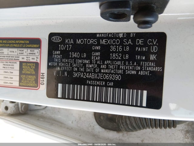 44823865 :رقم المزاد ، 3KPA24ABXJE069390 vin ، 2018 Kia Rio Lx مزاد بيع