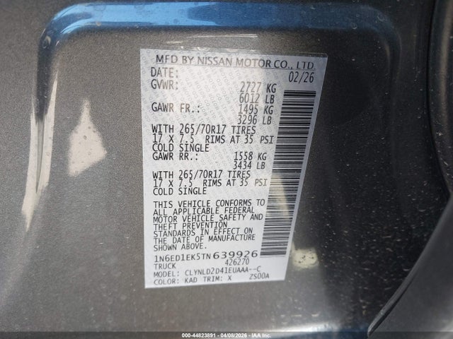 1N6ED1EK5TN639926 Nissan Frontier Pro-4x 4x4