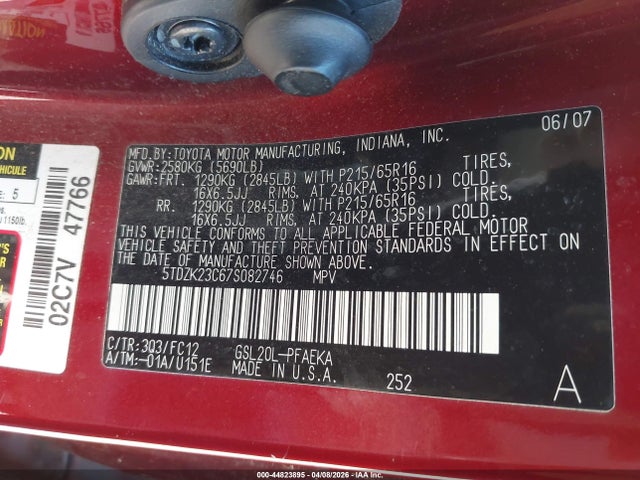 2007 TOYOTA SIENNA 5TDZK23C67S082746 Photo 8