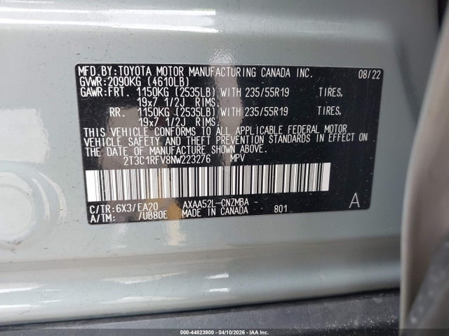 Aukcja sprzedaży 2022 Toyota Rav4 Xle Premium, vin: 2T3C1RFV8NW223276, numer aukcji: 44823900