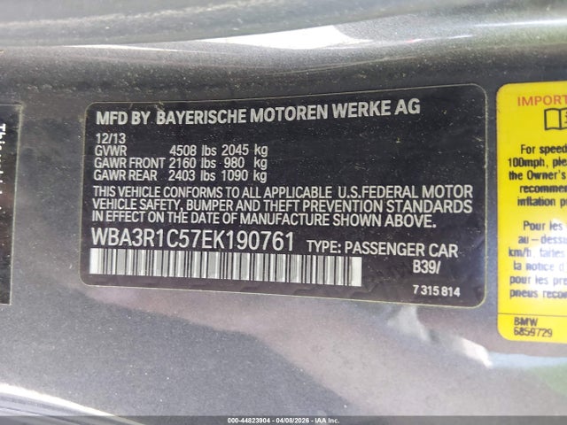 Продаж на аукціоні авто 2014 Bmw 435i, vin: WBA3R1C57EK190761, номер лоту: 44823904