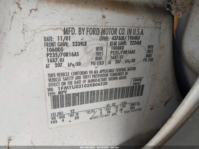 2002 FORD ESCAPE 1FMYU03102KB06530 Photo 8