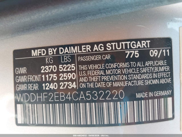 Продаж на аукціоні авто 2012 Mercedes-benz E 350 Bluetec, vin: WDDHF2EB4CA532220, номер лоту: 44824032
