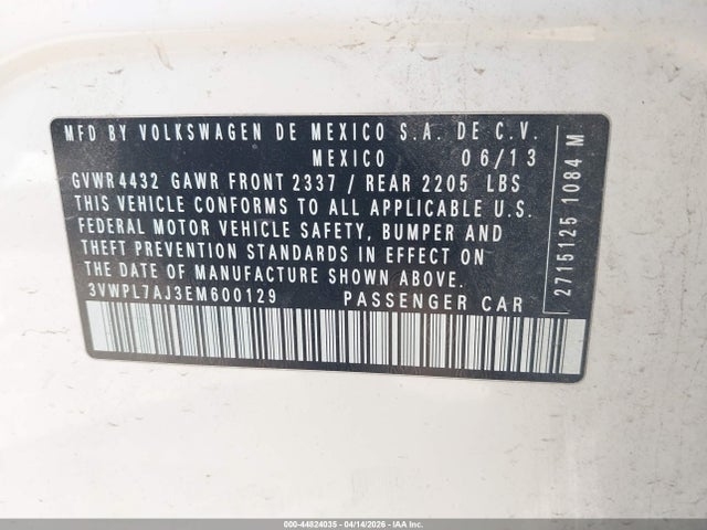 3VWPL7AJ3EM600129 Volkswagen Jetta Sportwagen 2.0l Tdi