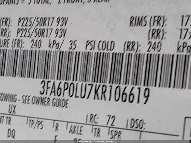 Ford Fusion Hybrid Se 2019 3FA6P0LU7KR106619 Image 9