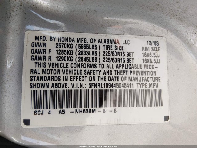 2004 HONDA ODYSSEY 5FNRL18944B045411 Photo 8
