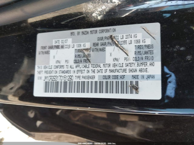 Продаж на аукціоні авто 2007 Mazda Mazda5 Grand Touring, vin: JM1CR293170151290, номер лоту: 44824060