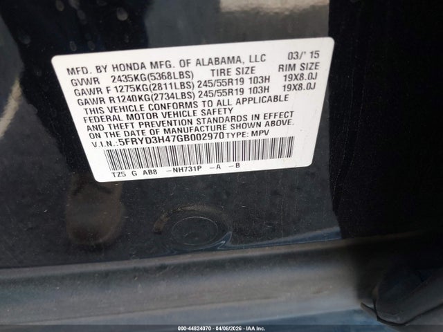 Продаж на аукціоні авто 2016 Acura Mdx Technology   Acurawatch Plus Packages/technology Package, vin: 5FRYD3H47GB002970, номер лоту: 44824070