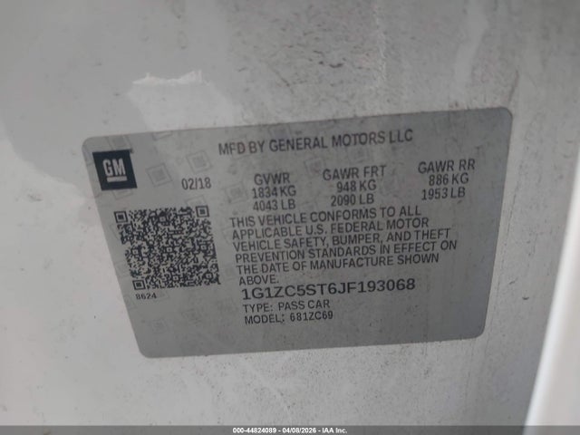 1G1ZC5ST6JF193068 Chevrolet Malibu 1fl