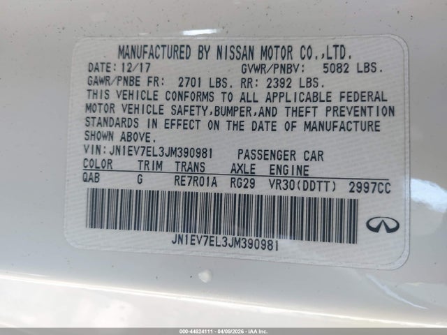 Продаж на аукціоні авто 2018 Infiniti Q60 3.0t Luxe, vin: JN1EV7EL3JM390981, номер лоту: 44824111