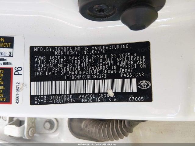 4T1BD1FK9GU197373 Toyota Camry Hybrid Le