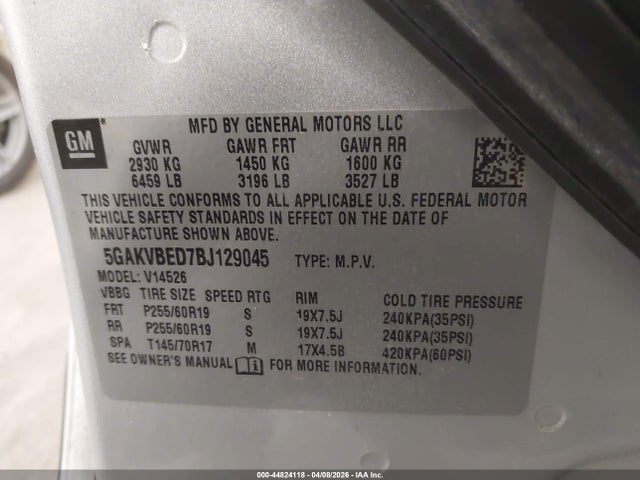 2011 BUICK ENCLAVE 5GAKVBED7BJ129045 Photo 8