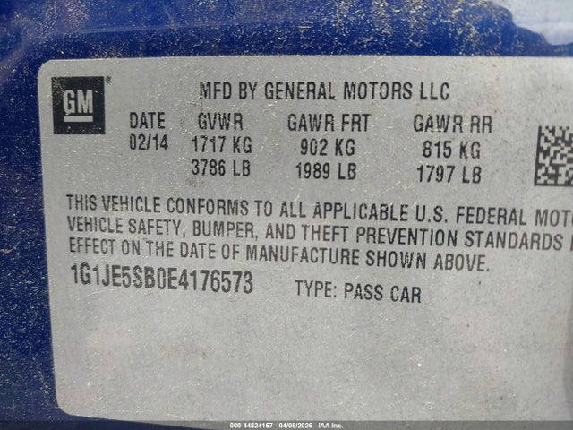 1G1JE5SB0E4176573 Chevrolet Sonic Ltz Auto
