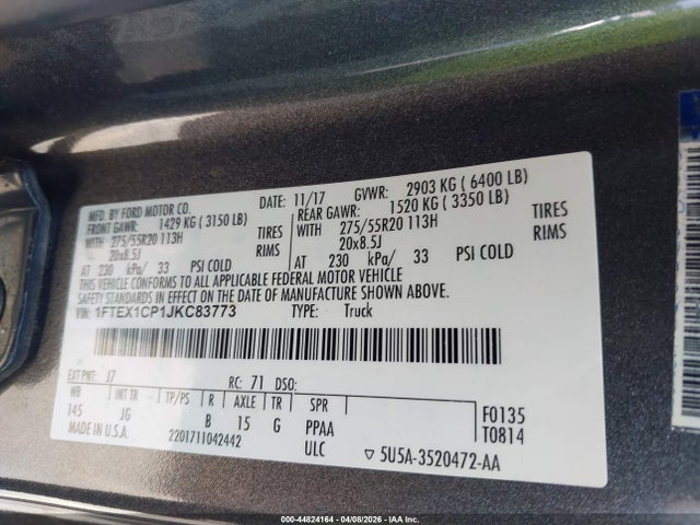 Ford F-150 Xl 2018 1FTEX1CP1JKC83773 Image 9