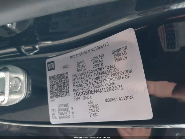 Aukcja sprzedaży 2021 Chevrolet Colorado 2wd  Short Box Z71, vin: 1GCGSDEN4M1290571, numer aukcji: 44824210