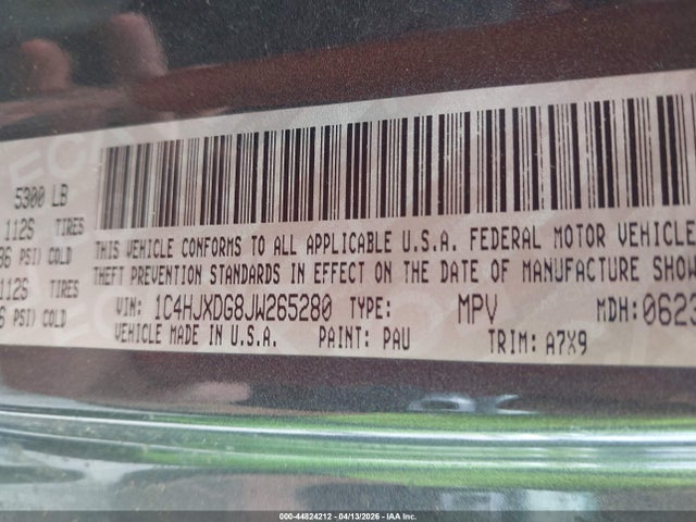 1C4HJXDG8JW265280 Jeep Wrangler Unlimited Sport 4x4