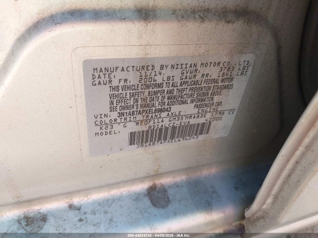 3N1AB7APXEL696043 Nissan SENTRA S