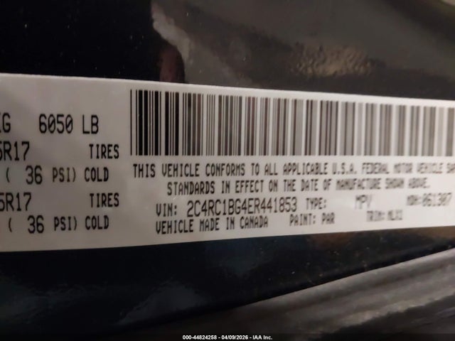 44824258 :رقم المزاد ، 2C4RC1BG4ER441853 vin ، 2014 Chrysler Town & Country Touring مزاد بيع
