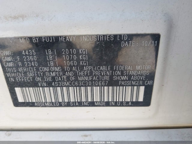 Продаж на аукціоні авто 2012 Subaru Legacy 2.5i Premium, vin: 4S3BMCC63C3010667, номер лоту: 44824291