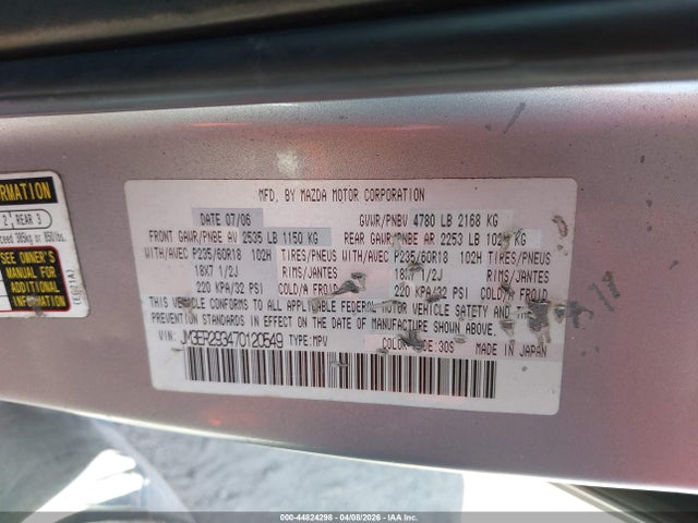 Продаж на аукціоні авто 2007 Mazda Cx-7 Sport, vin: JM3ER293470120549, номер лоту: 44824298