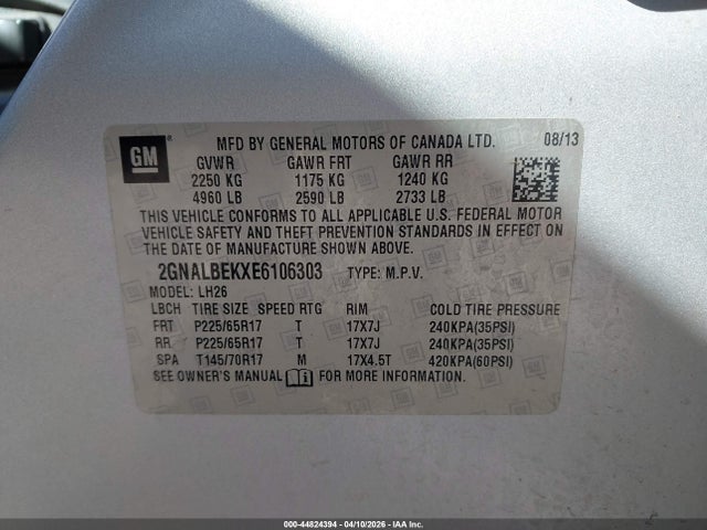 2GNALBEKXE6106303 Chevrolet EQUINOX 1LT