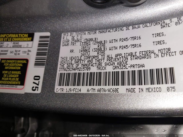 Aukcja sprzedaży 2023 Toyota Tacoma Sr5 V6, vin: 3TMAZ5CN4PM215709, numer aukcji: 44824406