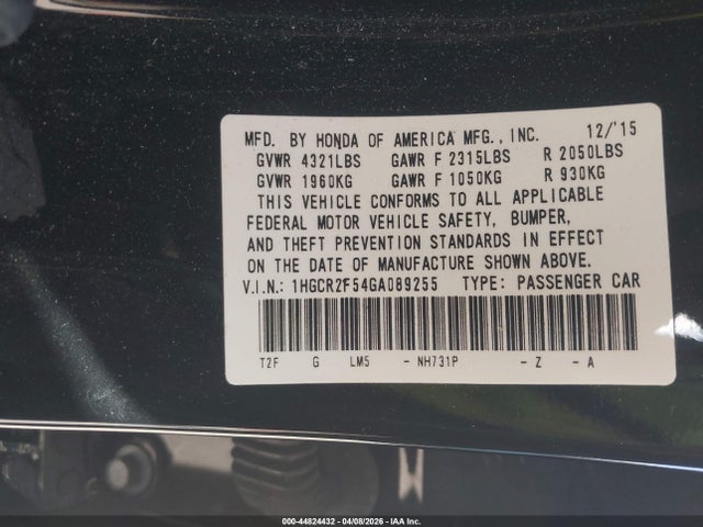 Honda Accord Sport 2016 1HGCR2F54GA089255 Image 9