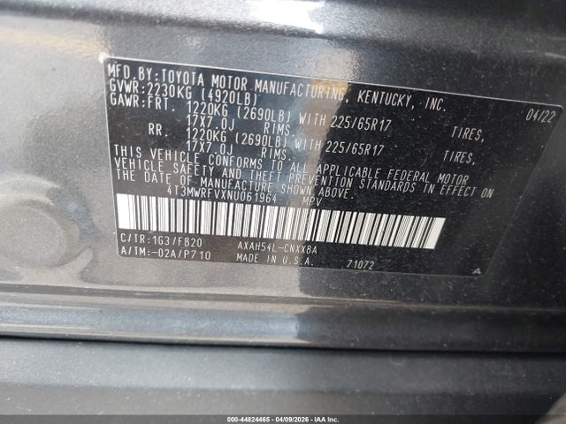 Продаж на аукціоні авто 2022 Toyota Rav4 Hybrid Le, vin: 4T3MWRFVXNU061964, номер лоту: 44824465