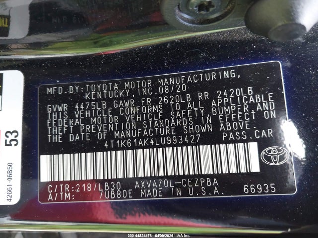 4T1K61AK4LU993427 Toyota CAMRY XSE