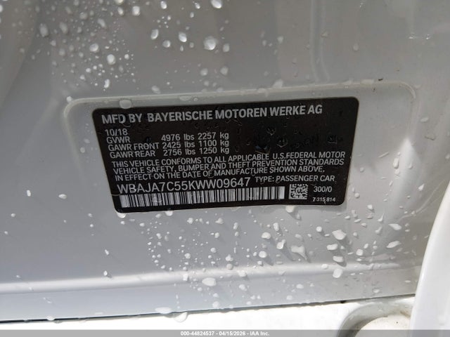 Продаж на аукціоні авто 2019 Bmw 530i Xdrive, vin: WBAJA7C55KWW09647, номер лоту: 44824537