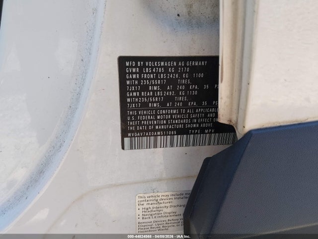 Продаж на аукціоні авто 2010 Volkswagen Tiguan S, vin: WVGAV7AX0AW511065, номер лоту: 44824568