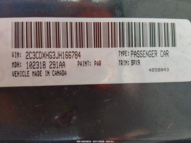 44824624 :رقم المزاد ، 2C3CDXHG3JH166784 vin ، 2018 Dodge Charger Sxt Plus Rwd مزاد بيع