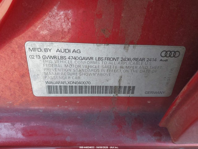2013 AUDI A4 WAUAFAFLXDN040070 Photo 8