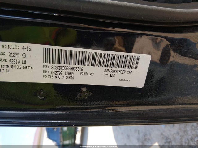 Aukcja sprzedaży 2015 Dodge Charger Se, vin: 2C3CDXBG3FH836916, numer aukcji: 44824657