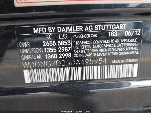 44824674 :رقم المزاد ، WDDNG7DB5DA495954 vin ، 2013 Mercedes-benz S 550 مزاد بيع