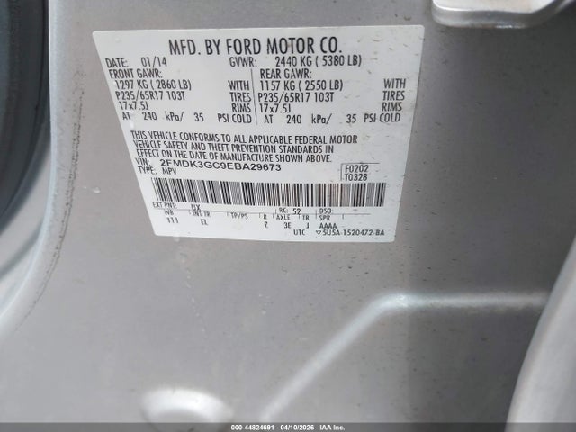 Продаж на аукціоні авто 2014 Ford Edge Se, vin: 2FMDK3GC9EBA29673, номер лоту: 44824691