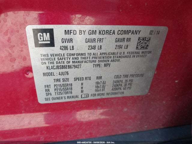 Aukcja sprzedaży 2014 Buick Encore Convenience, vin: KL4CJBSB6EB679427, numer aukcji: 44824705