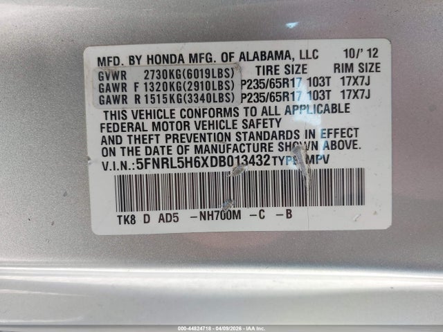 2013 HONDA ODYSSEY 5FNRL5H6XDB013432 Photo 8