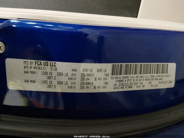 Продаж на аукціоні авто 2018 Chrysler Pacifica Touring L Plus, vin: 2C4RC1EG1JR317576, номер лоту: 44824737