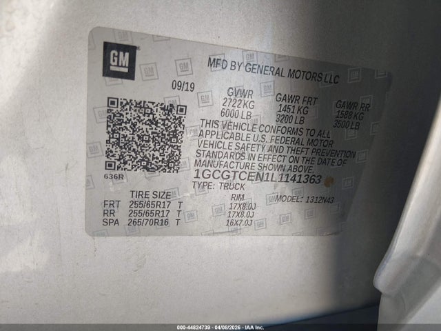 Продаж на аукціоні авто 2020 Chevrolet Colorado 4wd  Short Box Lt, vin: 1GCGTCEN1L1141363, номер лоту: 44824739