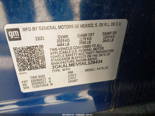 Продаж на аукціоні авто 2022 Gmc Terrain Fwd Sle, vin: 3GKALMEV5NL128434, номер лоту: 44824740